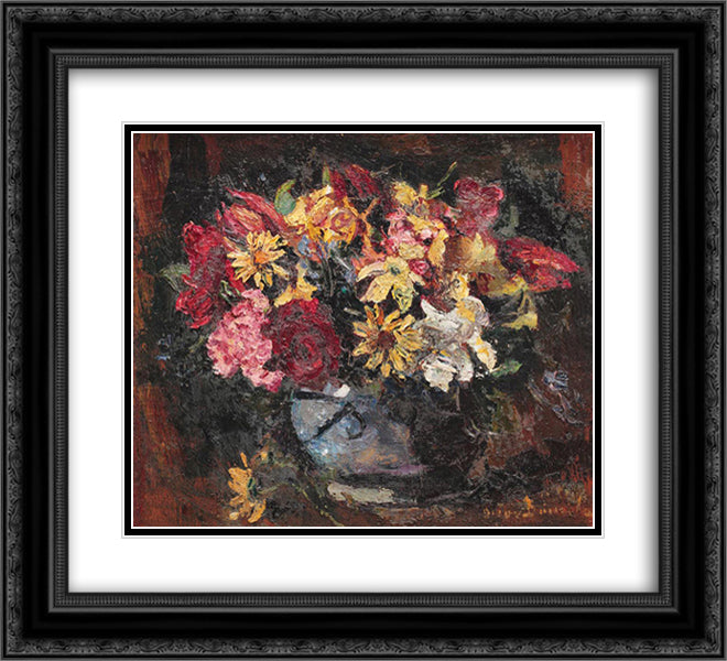 Vase with Field Flowers 22x20 Black Ornate Wood Framed Art Print Poster with Double Matting by Bancila, Octav