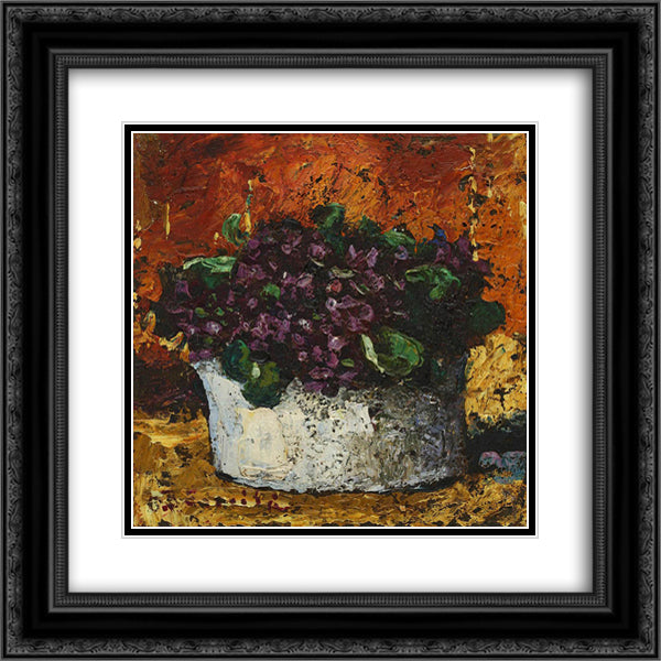 Vase with Violets 20x20 Black Ornate Wood Framed Art Print Poster with Double Matting by Bancila, Octav