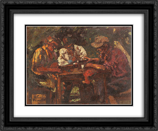 Wine Drinkers 24x20 Black Ornate Wood Framed Art Print Poster with Double Matting by Bancila, Octav