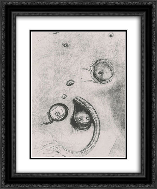 And the eyes without heads were floating like molluscs (plate 13) 20x24 Black Ornate Wood Framed Art Print Poster with Double Matting by Redon, Odilon