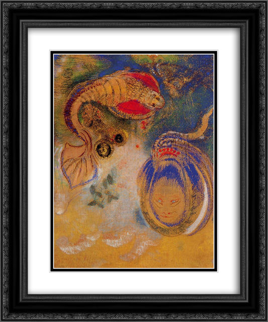 Animals of the Bottom of the Sea 20x24 Black Ornate Wood Framed Art Print Poster with Double Matting by Redon, Odilon