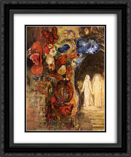 Apparition 20x24 Black Ornate Wood Framed Art Print Poster with Double Matting by Redon, Odilon