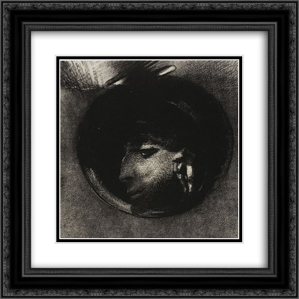 Auricular Cell 20x20 Black Ornate Wood Framed Art Print Poster with Double Matting by Redon, Odilon