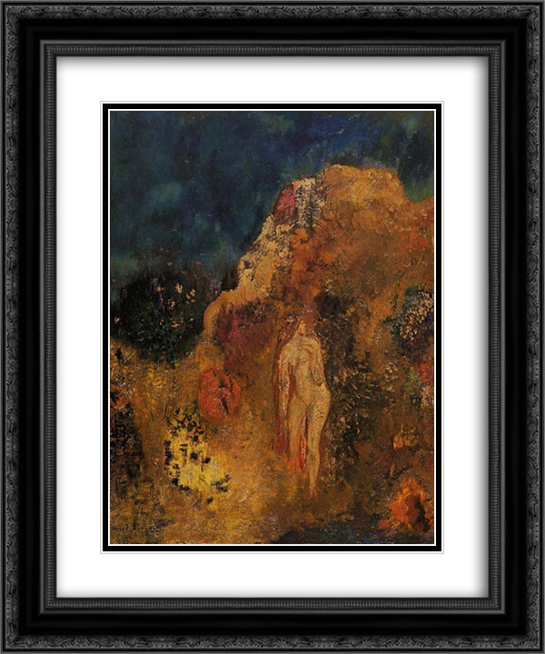 Bathers 20x24 Black Ornate Wood Framed Art Print Poster with Double Matting by Redon, Odilon