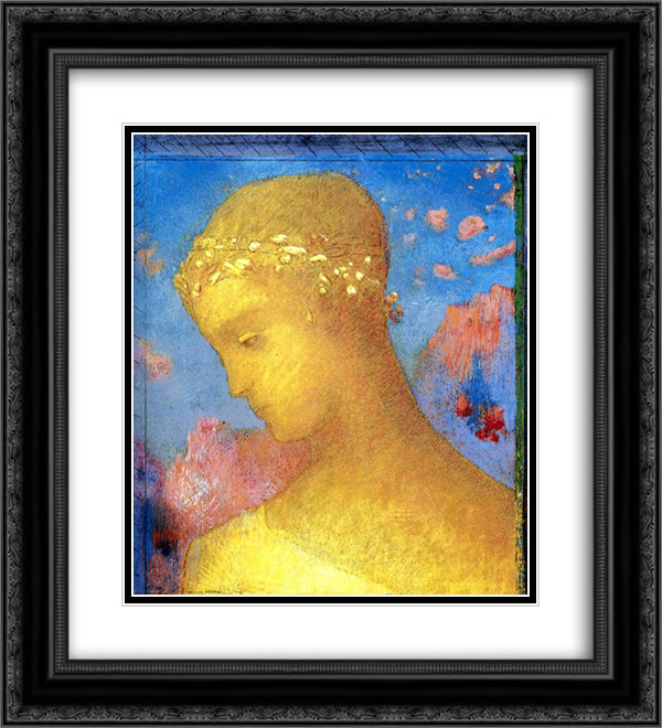 Beatrice 20x22 Black Ornate Wood Framed Art Print Poster with Double Matting by Redon, Odilon