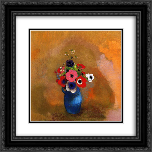 Bouquet of anemones 20x20 Black Ornate Wood Framed Art Print Poster with Double Matting by Redon, Odilon