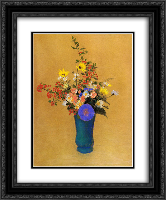 Bouquet of Wild Flowers 20x24 Black Ornate Wood Framed Art Print Poster with Double Matting by Redon, Odilon