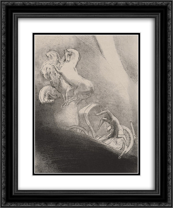 He falls, head-first, into the abyss (plate 17) 20x24 Black Ornate Wood Framed Art Print Poster with Double Matting by Redon, Odilon