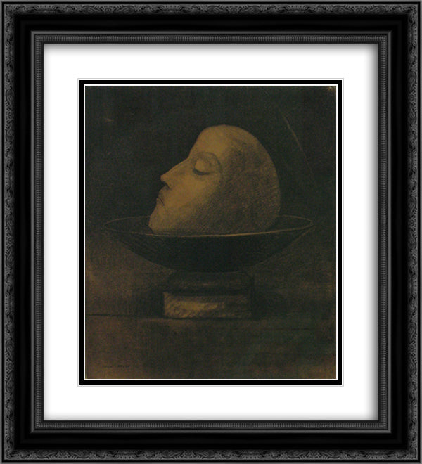 Head of a martyr 20x22 Black Ornate Wood Framed Art Print Poster with Double Matting by Redon, Odilon