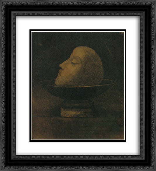 Head of a martyr 20x22 Black Ornate Wood Framed Art Print Poster with Double Matting by Redon, Odilon