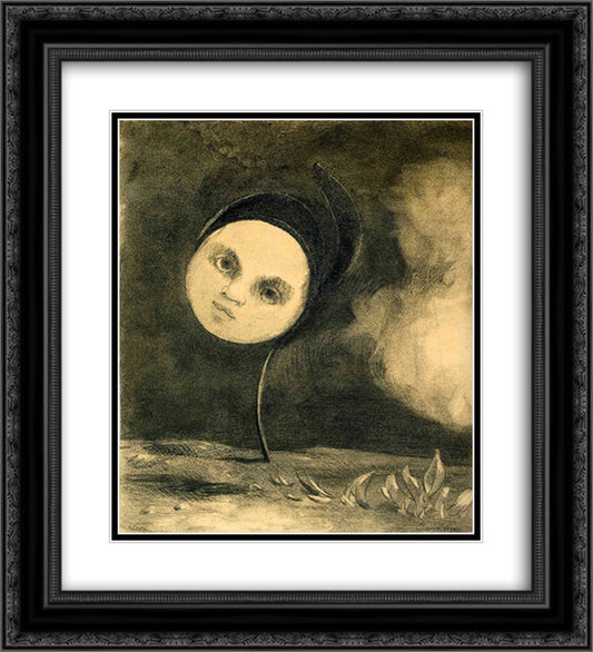 Head on a Stem 20x22 Black Ornate Wood Framed Art Print Poster with Double Matting by Redon, Odilon