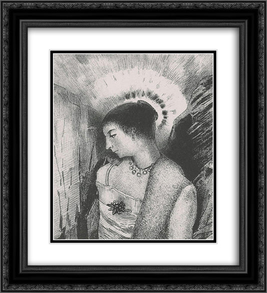 Here is the Good Goddess, the Idaean mother of the mountains (plate 15) 20x22 Black Ornate Wood Framed Art Print Poster with Double Matting by Redon, Odilon