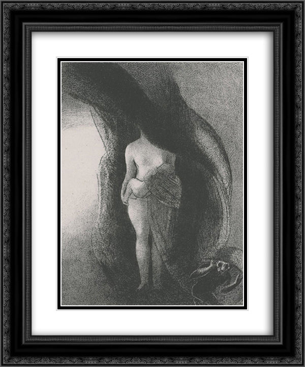 I am still the great Isis! None has yet lifted my veil! My fruit is the Sun! (plate 16) 20x24 Black Ornate Wood Framed Art Print Poster with Double Matting by Redon, Odilon