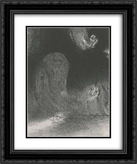 I have sometimes seen in the sky what seemed like forms of spirits (plate 21) 20x24 Black Ornate Wood Framed Art Print Poster with Double Matting by Redon, Odilon