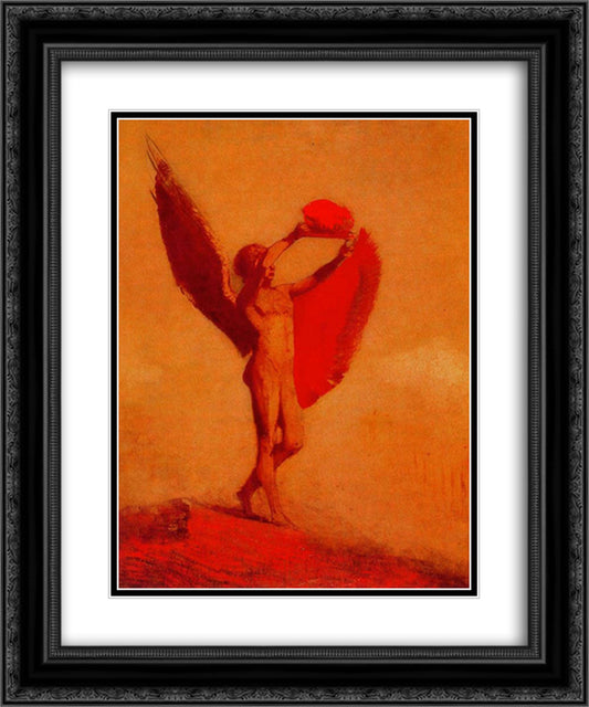 Icarus 20x24 Black Ornate Wood Framed Art Print Poster with Double Matting by Redon, Odilon