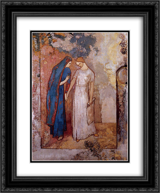 Initiation to Study 20x24 Black Ornate Wood Framed Art Print Poster with Double Matting by Redon, Odilon