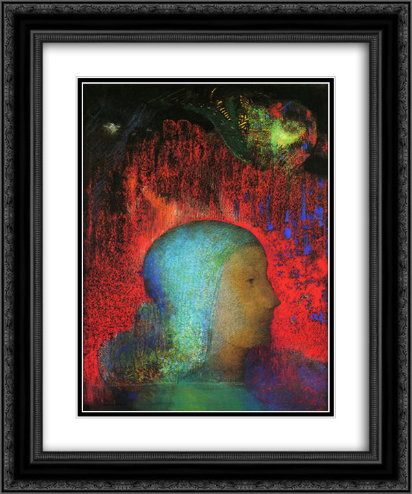 Joan of Arc 20x24 Black Ornate Wood Framed Art Print Poster with Double Matting by Redon, Odilon
