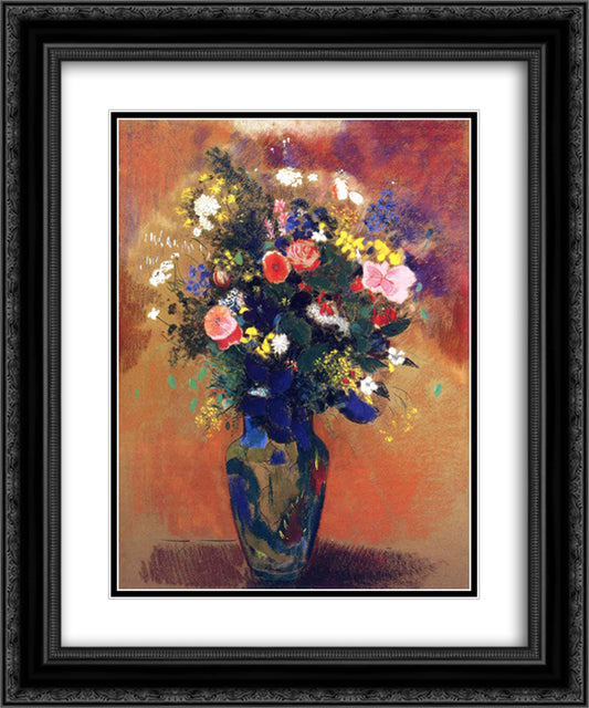 Large Bouquet of Wild Flowers 20x24 Black Ornate Wood Framed Art Print Poster with Double Matting by Redon, Odilon