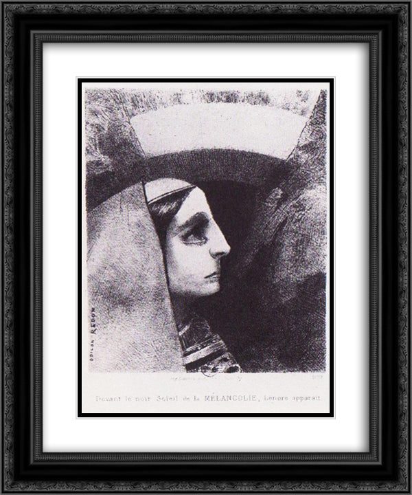 Lenor appears in front of the black sun of melancholy 20x24 Black Ornate Wood Framed Art Print Poster with Double Matting by Redon, Odilon