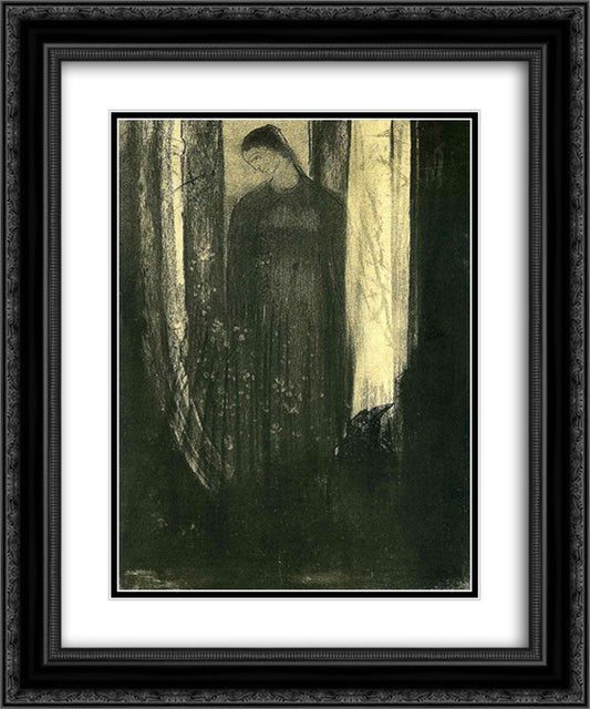 Lenore 20x24 Black Ornate Wood Framed Art Print Poster with Double Matting by Redon, Odilon