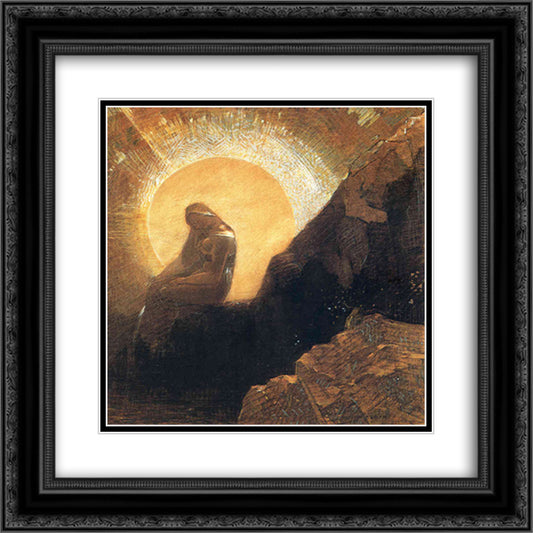 Melancholy 20x20 Black Ornate Wood Framed Art Print Poster with Double Matting by Redon, Odilon