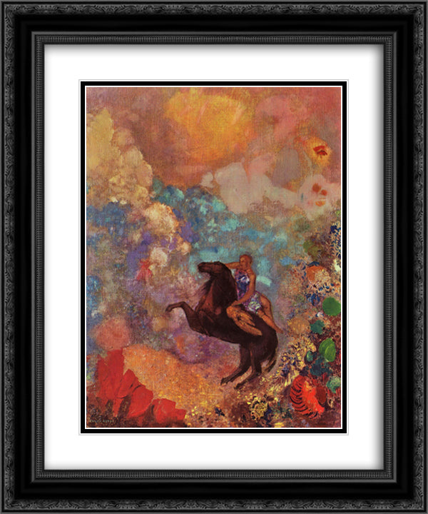 Muse on Pegasus 20x24 Black Ornate Wood Framed Art Print Poster with Double Matting by Redon, Odilon