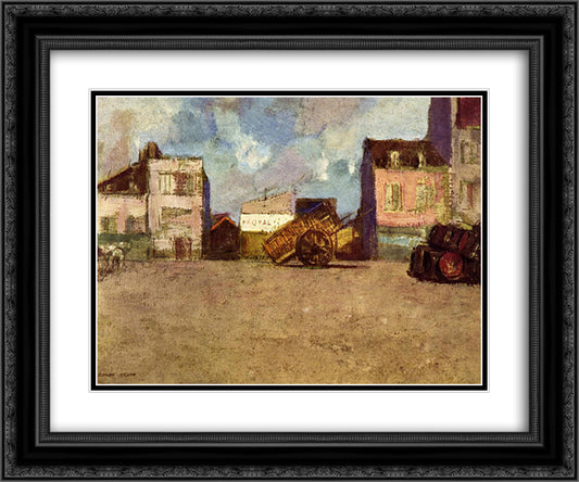 Near the Harbor 24x20 Black Ornate Wood Framed Art Print Poster with Double Matting by Redon, Odilon