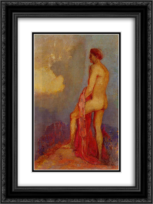 Oedipus in the Garden of Illusions 18x24 Black Ornate Wood Framed Art Print Poster with Double Matting by Redon, Odilon