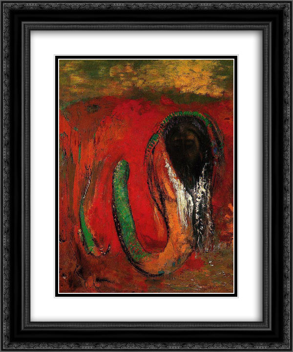 Onnes (Christ and the Serpent) 20x24 Black Ornate Wood Framed Art Print Poster with Double Matting by Redon, Odilon