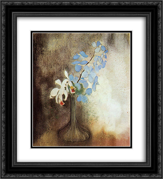 Orchids 20x22 Black Ornate Wood Framed Art Print Poster with Double Matting by Redon, Odilon