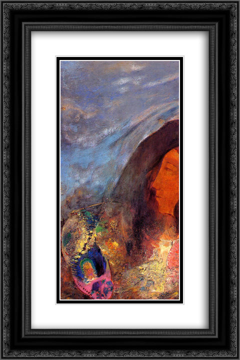 Poet's Dream 16x24 Black Ornate Wood Framed Art Print Poster with Double Matting by Redon, Odilon