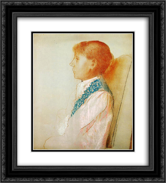 Portrait of Madame Redon in Profile 20x22 Black Ornate Wood Framed Art Print Poster with Double Matting by Redon, Odilon