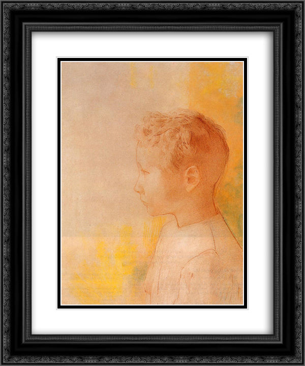 Portrait of the Son of Robert de Comecy 20x24 Black Ornate Wood Framed Art Print Poster with Double Matting by Redon, Odilon