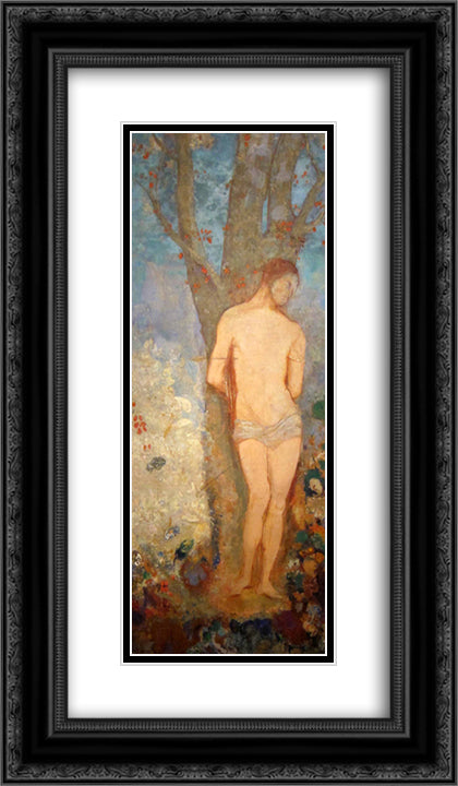 Saint Sebastian 14x24 Black Ornate Wood Framed Art Print Poster with Double Matting by Redon, Odilon