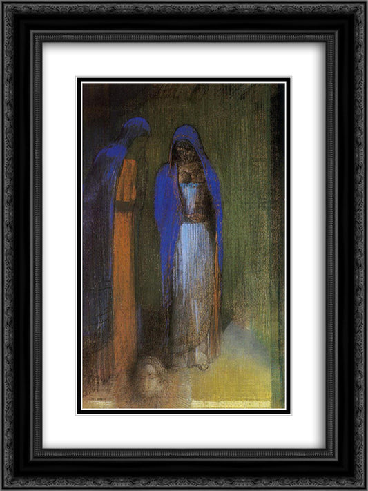 Salome 18x24 Black Ornate Wood Framed Art Print Poster with Double Matting by Redon, Odilon