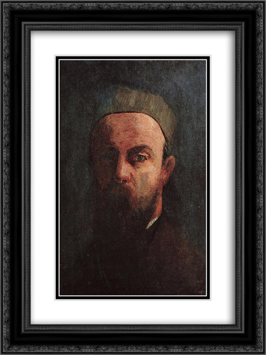 Self Portrait 18x24 Black Ornate Wood Framed Art Print Poster with Double Matting by Redon, Odilon