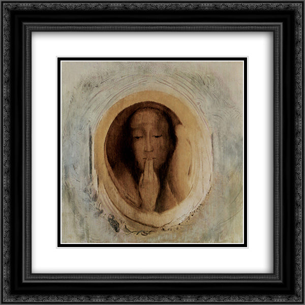 Silence 20x20 Black Ornate Wood Framed Art Print Poster with Double Matting by Redon, Odilon