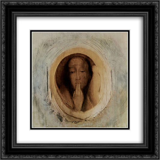 Silence 20x20 Black Ornate Wood Framed Art Print Poster with Double Matting by Redon, Odilon