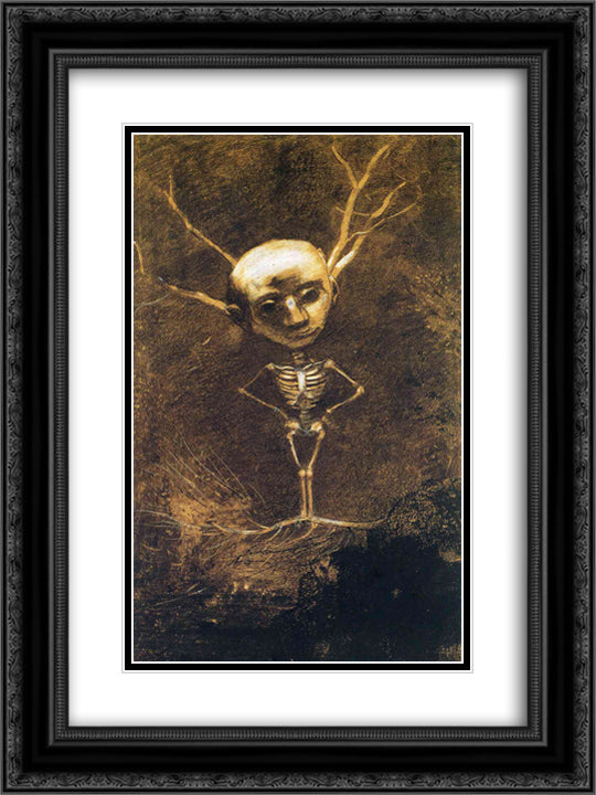 Spirit of the Forest 18x24 Black Ornate Wood Framed Art Print Poster with Double Matting by Redon, Odilon