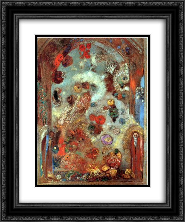 Stained Glass Window (Allegory) 20x24 Black Ornate Wood Framed Art Print Poster with Double Matting by Redon, Odilon