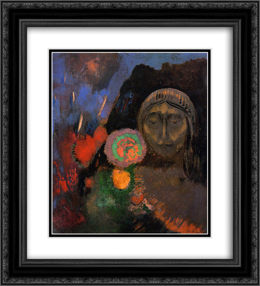 Still Life - The Dream 20x22 Black Ornate Wood Framed Art Print Poster with Double Matting by Redon, Odilon