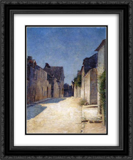 Street in Samois 20x24 Black Ornate Wood Framed Art Print Poster with Double Matting by Redon, Odilon