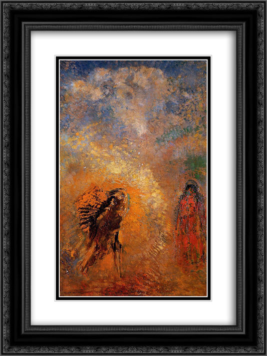 The Apparition 18x24 Black Ornate Wood Framed Art Print Poster with Double Matting by Redon, Odilon