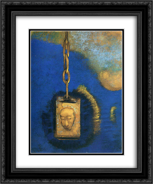 The Beacon 20x24 Black Ornate Wood Framed Art Print Poster with Double Matting by Redon, Odilon