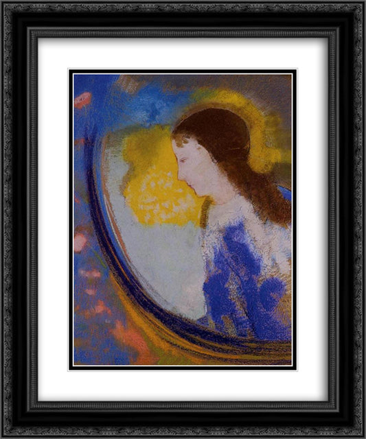 The Child in a Sphere of Light 20x24 Black Ornate Wood Framed Art Print Poster with Double Matting by Redon, Odilon