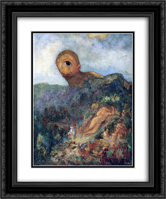 The Cyclops 20x24 Black Ornate Wood Framed Art Print Poster with Double Matting by Redon, Odilon