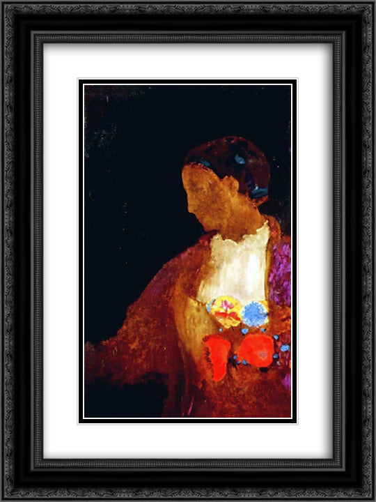 The Doge's Wife 18x24 Black Ornate Wood Framed Art Print Poster with Double Matting by Redon, Odilon