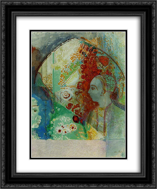 The Dream 20x24 Black Ornate Wood Framed Art Print Poster with Double Matting by Redon, Odilon