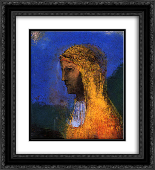 The Druidess 20x22 Black Ornate Wood Framed Art Print Poster with Double Matting by Redon, Odilon