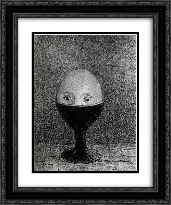 The Egg 20x24 Black Ornate Wood Framed Art Print Poster with Double Matting by Redon, Odilon